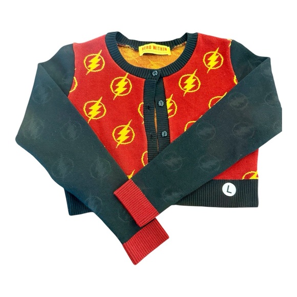 Elhoffer Design Sweaters - RARE Hero Within / Elhoffer Design DC Comics The Flash Cropped Cardigan. NWOT